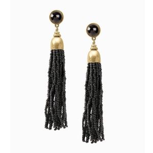 Stella & Dot Black Gita Tassel Earrings